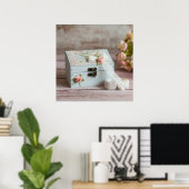 Bedruckbares Hübsches Shabby-Foto aus hellem Holz Poster (Heimbüro)