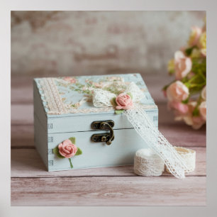 Bedruckbares Hübsches Shabby-Foto aus hellem Holz Poster