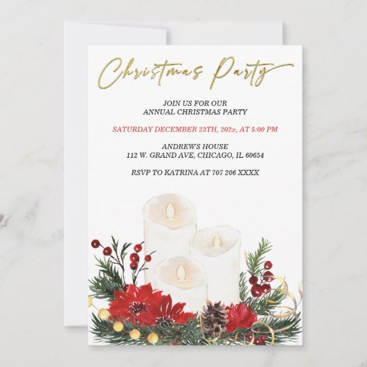 Bedruckbares Party in Rot und Gold Einladung (Vorderseite)