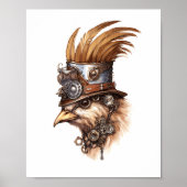 Bedruckbares Steampunk Niedlich Crazy Chicken 113 Poster (Vorne)