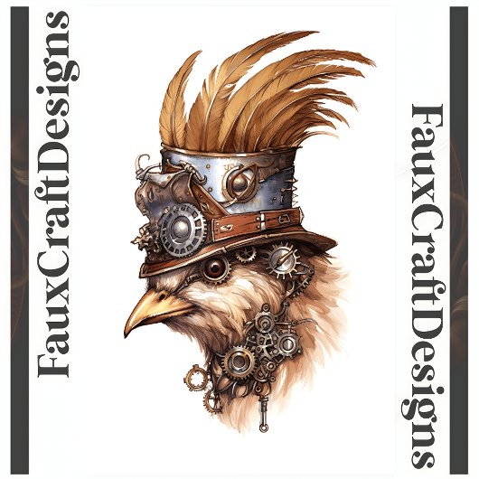 Bedruckbares Steampunk Niedlich Crazy Chicken 113 Poster