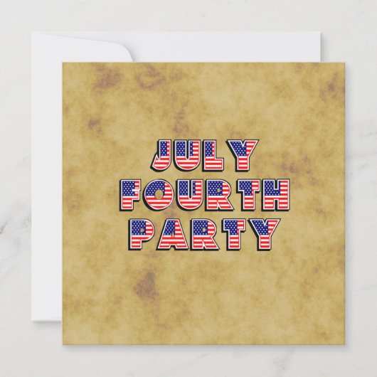 Bedrückte 4. Juli, Unabhängigkeitstag Party einlad Einladung (Vorderseite)