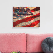 Bedrückte American Flag Canvas Print Leinwanddruck (Insitu (Wohnzimmer))