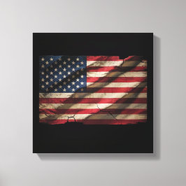 Bedrückte American Flag Square Canvas Print Leinwanddruck