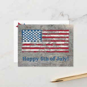 Bedrückte amerikanische Flagge Happy 4. Juli  Postkarte