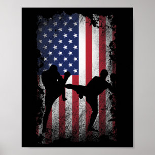 Bedrückte amerikanische Flagge Kick Boxing USA Pat Poster