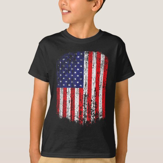 Bedrückte amerikanische Flagge Patriotic T-Shirt (Vorderseite)