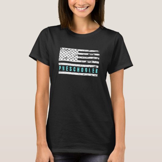 Bedrückte amerikanische Flagge Proud Patriotic Pre T-Shirt (Vorderseite)