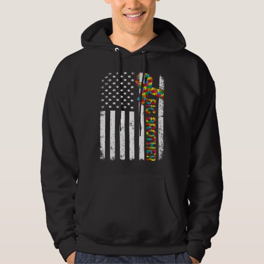 Bedrückte Autismus Big Brother American Flag Famil Hoodie (Vorderseite)
