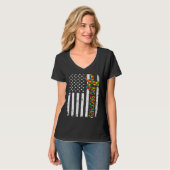 Bedrückte Autismus Big Brother American Flag Famil T-Shirt (Vorderseite Vollansicht)