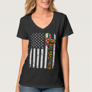 Bedrückte Autismus Big Brother American Flag Famil T-Shirt