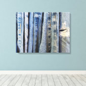 Bedrückte blaue Jeans Leinwanddruck (Insitu (Holzboden))