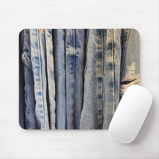 Bedrückte blaue Jeans Mousepad (Mit Mouse)