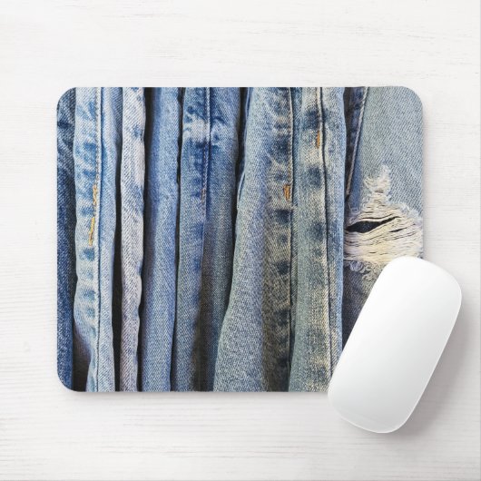 Bedrückte blaue Jeans Mousepad (Mit Mouse)