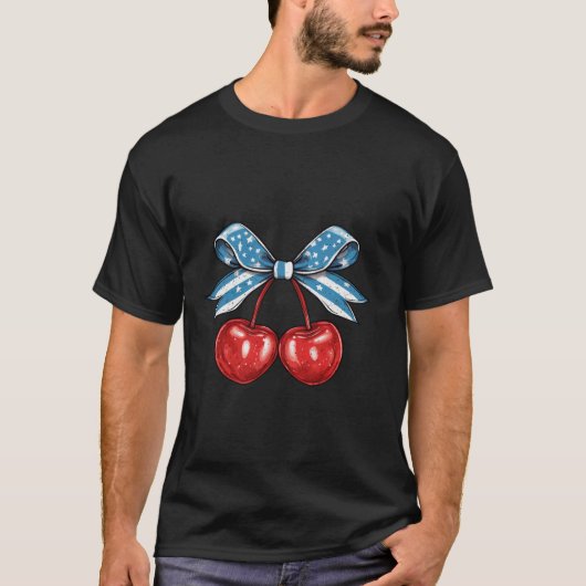 Bedrückte Coquette Bow Simple Pink 4. Juli Cu T-Shirt (Vorderseite)