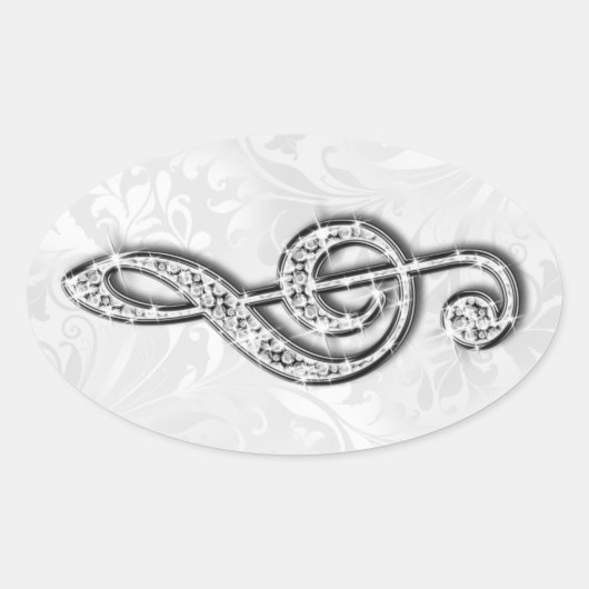 Bedruckte Diamond-Musiknote Ovaler Aufkleber (Vorderseite)