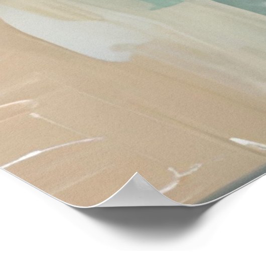 Bedrückte farbenfrohe Blüte auf blau Beige Weiß Poster (Ecke)