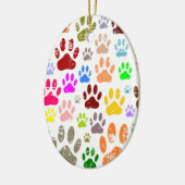 Bedrückte farbige Hundeschlittendrucke Keramik Ornament (Links)