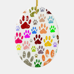 Bedrückte farbige Hundeschlittendrucke Keramik Ornament