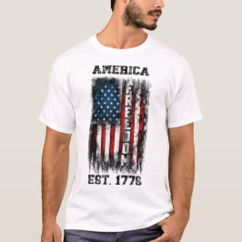 Bedrückte Freiheit der amerikanischen Flagge Est 1 T-Shirt