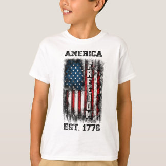 Bedrückte Freiheit der amerikanischen Flagge Est 1 T-Shirt
