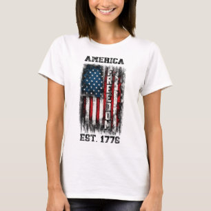 Bedrückte Freiheit der amerikanischen Flagge Est 1 T-Shirt
