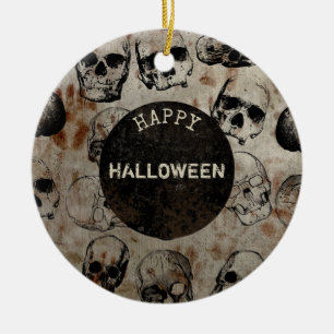 Bedruckte Fröhliche Halloween-Party Vintage-Totenk Keramik Ornament