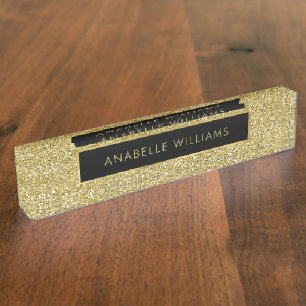 Bedruckte Gold Glitzer Textur Moderne Namensplakette