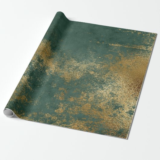 Bedrückte Gold Smarald Deep Green Wrap Geschenkpapier (Ungerollt)