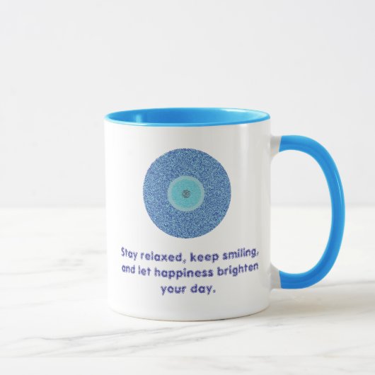 Bedrückte gute Vibes Blue Evil Eye Herz Muster Tasse (Rechts)