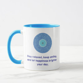 Bedrückte gute Vibes Blue Evil Eye Herz Muster Tasse