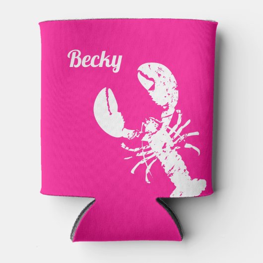 Bedrückte Hummer drucken auf rosa Meeresfrüchte Dosenkühler (Vorderseite)