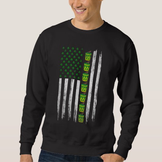 Bedrückte Irish American Flag Drums St Patrick's Sweatshirt (Vorderseite)