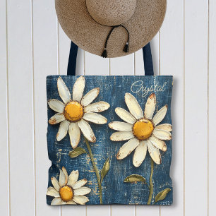 Bedruckte Jeans und Gänseblümchen Tasche