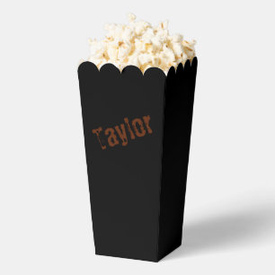Bedruckte Popcorn-Box mit Rost-Optik (Schwarz & Ro Geschenkschachtel