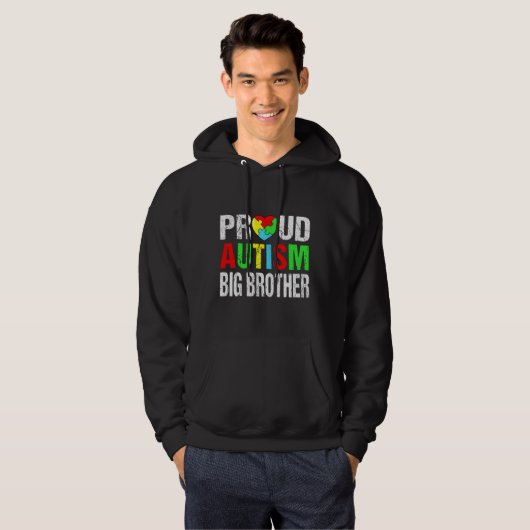 Bedrückte Proud Autismus Big Brother Heart Family Hoodie (Vorne ganz)