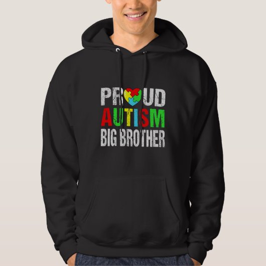 Bedrückte Proud Autismus Big Brother Heart Family Hoodie (Vorderseite)