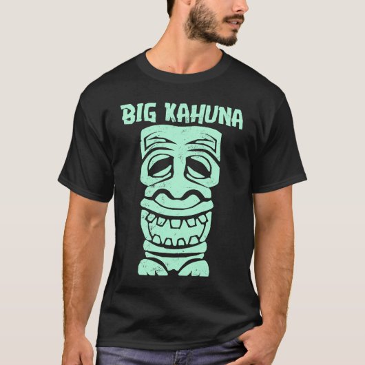 Bedrückte Retro Big Kahuna Tiki Idol T-Shirt (Vorderseite)