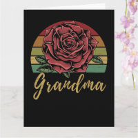 Bedrückte Retro Sunset Rote Rose Oma