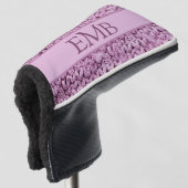 Bedruckte rosa Strick Design Custom Monogram Ladys Golf Headcover (3/4 Vorderseite)