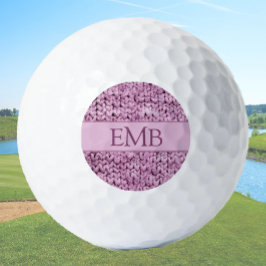 Bedruckte rosa Strick Design Custom Monogram Ladys Golfball
