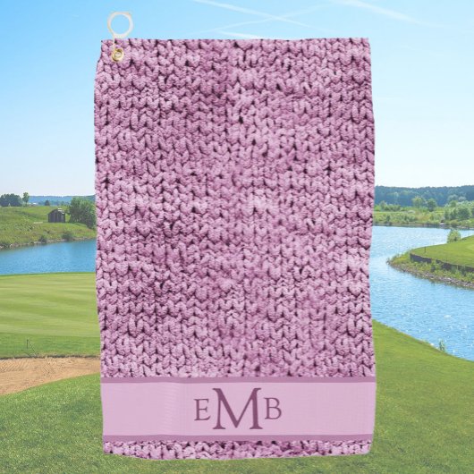 Bedruckte rosa Strick Design Custom Monogram Ladys Golfhandtuch