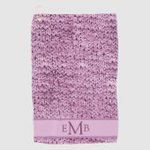 Bedruckte rosa Strick Design Custom Monogram Ladys Golfhandtuch (Vorderseite)