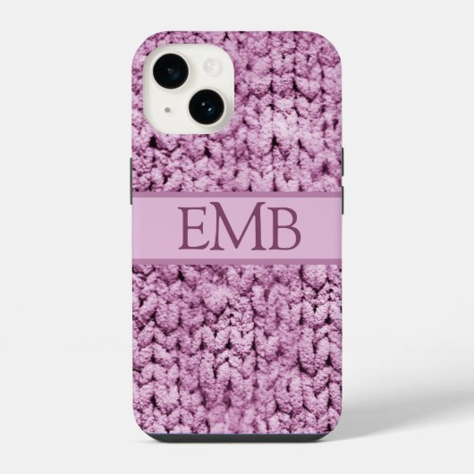 Bedruckte rosa Strick Design Custom Monogram Ladys iPhone Hülle (Rückseite)