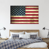 Bedrückte rustikale amerikanische 50-Sterne-Flag-P Leinwanddruck (Insitu (Schlafzimmer))