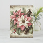 Bedruckte rustikale Wasserfarbe Winterpoinsettia Einladung (Stehend Vorderseite)