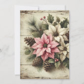 Bedruckte rustikale Wasserfarbe Winterpoinsettia Einladung (Rückseite)