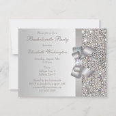 Bedruckte Silberreihen, Bow & Diamond Bachelorette Einladung (Rückseite)