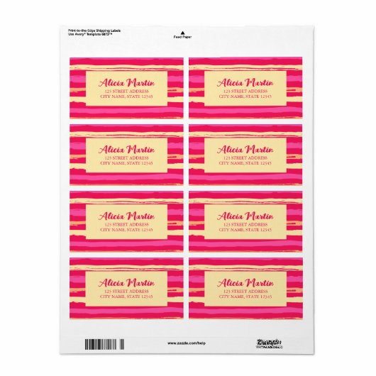 Bedrückte Streifen Pink Peach Moderne Adresse (Vorne)