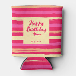 Bedrückte Streifen rosa Pfirsichfarben Geburtstag Dosenkühler